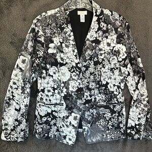 Chico’s cotton Stretch Floral Blazer Single Button Jacket size 0